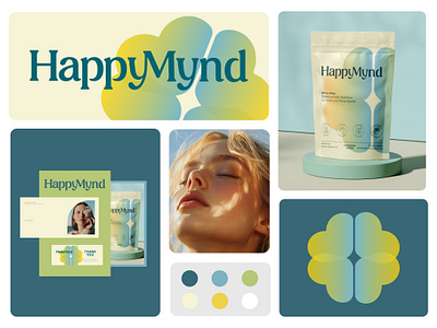 HappyMynd 3d brain brand identity branding colors focus health label logo medical medicine mind nutrition packaging supplement ui wellness