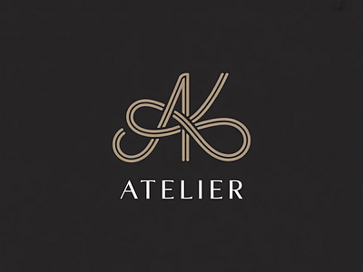 Logo Design for AK Atelier – Interwoven A&K in Champagne Gold branding design graphic design illustration logo logo design typography ui ux vector