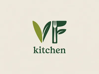 Organic Plant-Inspired Logo Design for VF Kitchen branding design graphic design illustration logo logo design typography ui ux vector