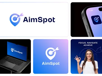 AimSpot Logo | Smart Target Location-Based Branding app logo arrow icon brand design brand identity branding focus logo goal logo gps icon graphic design growth icon icon design location logo logo logo design map logo navigation mark pin logo saas logo target logo tech startup
