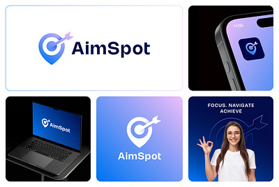 AimSpot Logo | Smart Target Location-Based Branding app logo arrow icon brand design brand identity branding focus logo goal logo gps icon graphic design growth icon icon design location logo logo logo design map logo navigation mark pin logo saas logo target logo tech startup