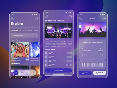 Events App – Glassmorphism app design design glasseffect glassmorphism graphic design mobile mobile design modern moderndesign ui uiux ux uxui