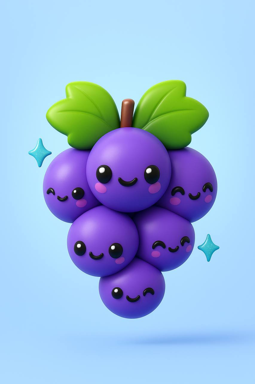 3D Cute Grapes illustration 3d 3d art animation characterart design graphic design illustration illustrator poster design