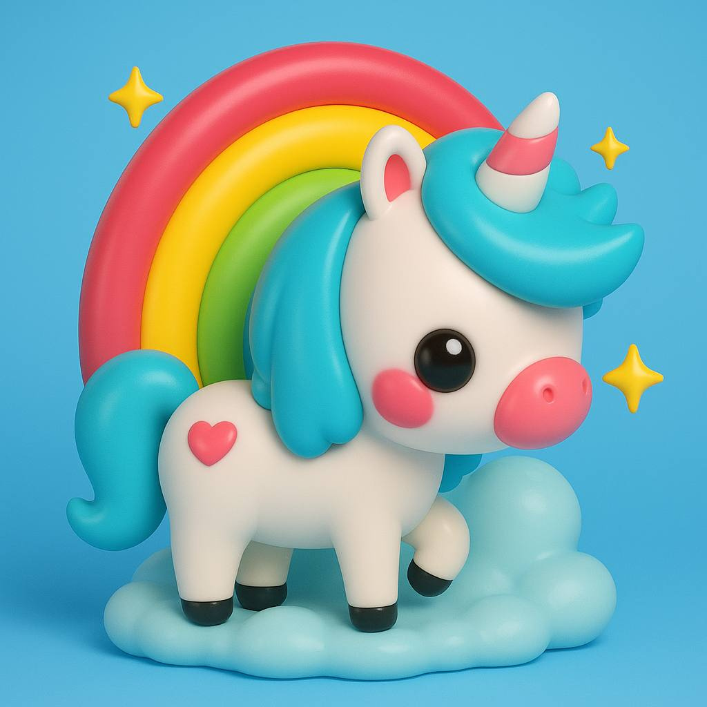 3D Art Cute Unicorn Illustration 3d animation characterart design graphic design illustration illustrator poster design