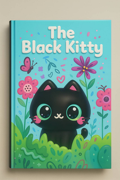3D Art Kids Book Cover - The Black Kitty 3d animation book cover characterart cover art design graphic design illustration illustrator poster design
