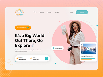 🌍 Modern Travel Website Hero Section UI Design b2b design clean design dashboard ui ecommerce design figma landing page responsive design saas website startup website tech website ui design uiux for saas ux design web design website design