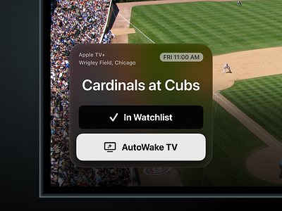 AutoWake tvOS Feature Concept apple apple tv baseball broadcast cardinals concept cubs design feature gradient idea live mlb new sports television tv tvos ui ux