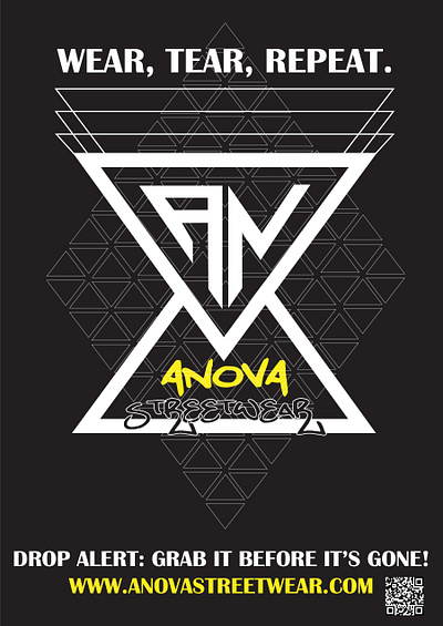 ANOVA Concept Poster | Streetwear x Geometric Design bold graphics brand identity branding concept design design design challenge expressive design fashion branding geometric design graphic design illustration layout design logo personal branding poster design print design street culture streetwear design triangle design typography
