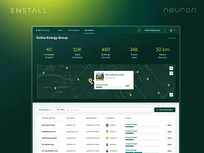 Enstall - UX/UI Design b2b design energy interface management neuron product design productivity renewable energy solar ui ui design user experience ux ux design worktech