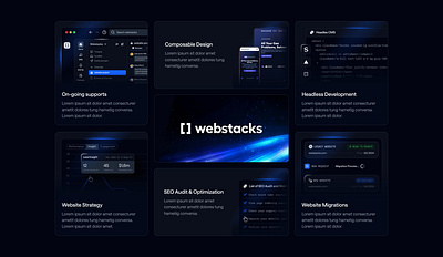 Bento style of Webstacks agencydesign bento style bentobox designagency homepage illustration studiodesign ui design uiux widget