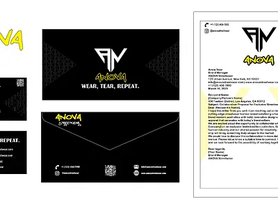 ANOVA – Brand Identity Design | Stationary Design brand identity branding business card design design expressive design graphic design illustration letterhead design logo monochrome stationary design stationery design streetwear branding vector