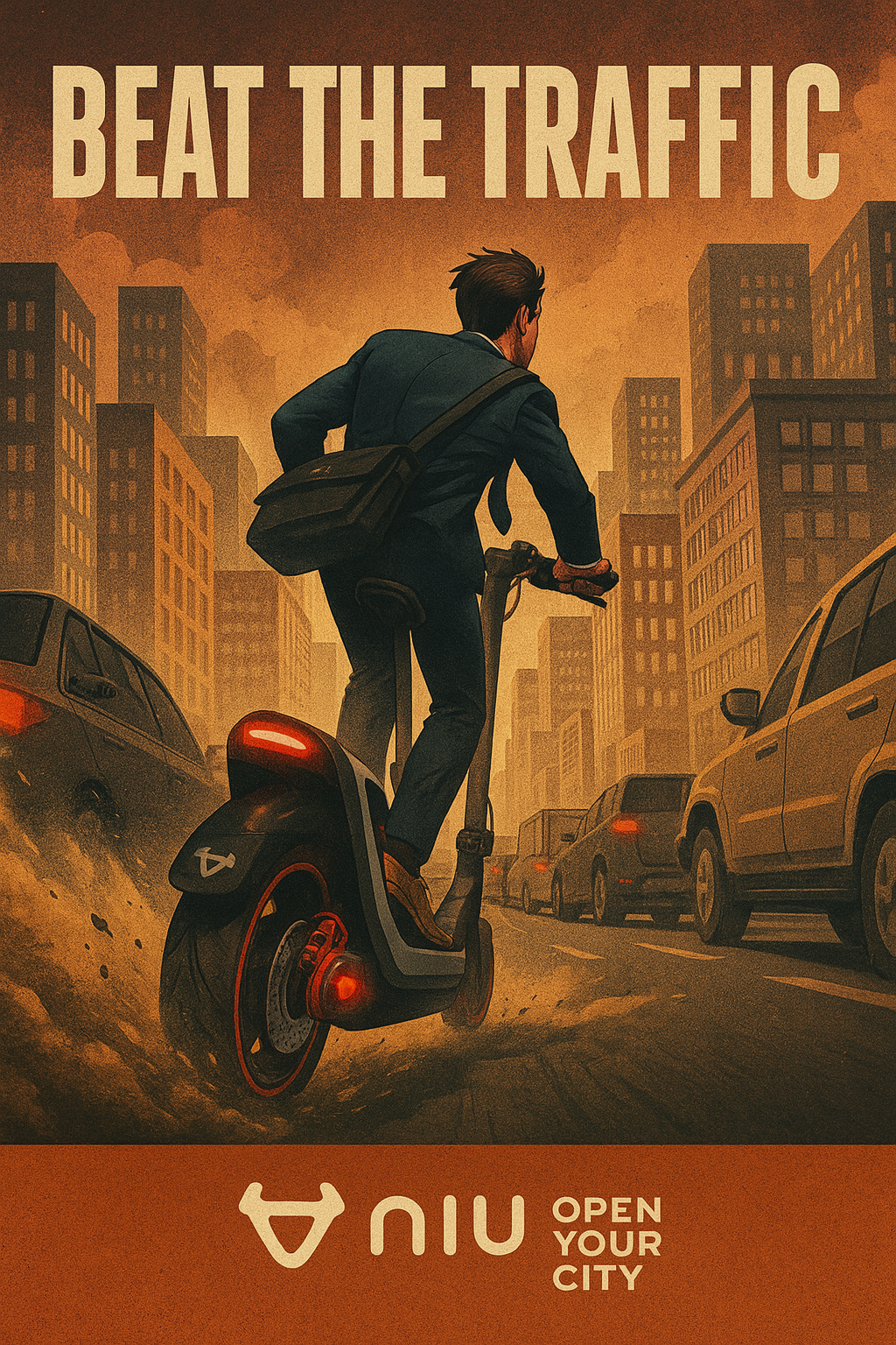 NIU Scooter Ad Poster Design - Beat The Traffic design graphic design illustration illustrator poster design