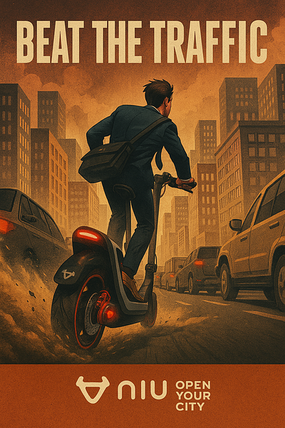 NIU Scooter Ad Poster Design - Beat The Traffic design graphic design illustration illustrator poster design