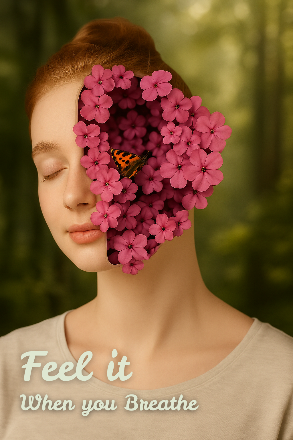 Flower in your head - Feel it when you Breathe - Poster Design flower head graphic design illustrator manipulation manipulation art photoshop poster art poster design
