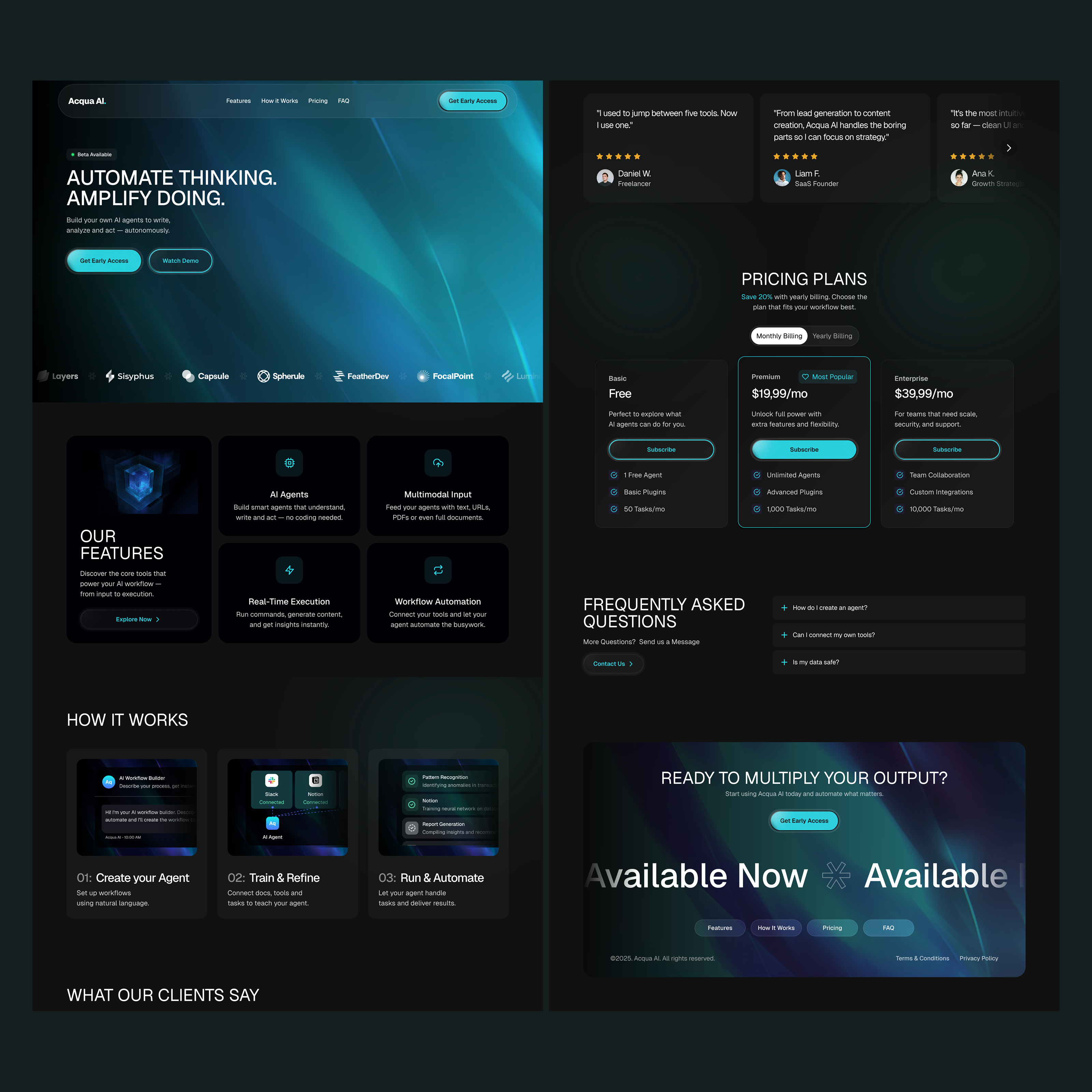 Acqua AI - Framer Template ai artificial clean dark dark mode framer landing landing page lp saas template uidesign