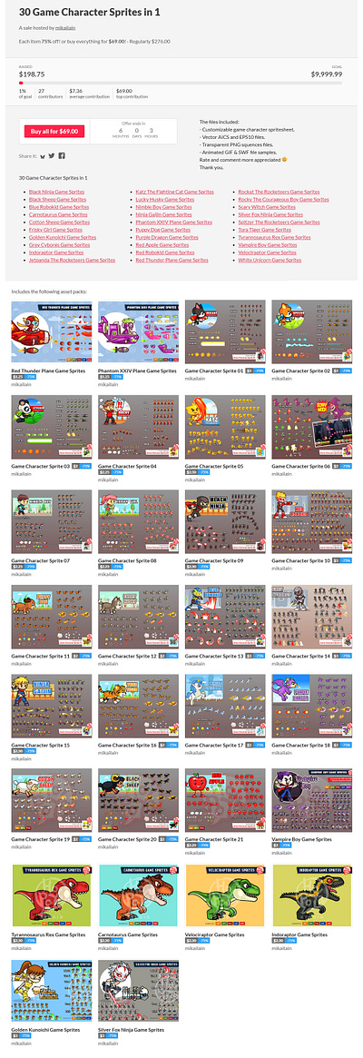 30 Game Character Sprites in 1 android assets branding cartoon character design game illustration ui vector