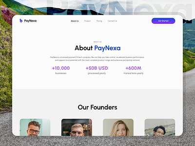 PayNexa - About Page landing page payment gateway ui design ux design web design website design
