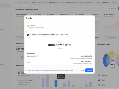 Crypto Transfer Flow Mobile App: Confirm & Send Module crypto crypto app crypto dashboard crypto market crypto saas cryptocurrency dashboard dc market modal pop up product design saas app design saas uiux design transaction transfer ui component ui modal uiux web app