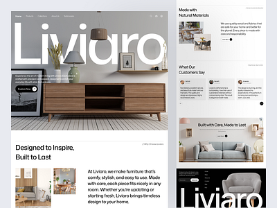 Furniture Website apartment chair decoration design furniture home indoor interior landing page living room table ui ux