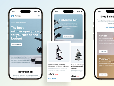 Microlex - Microscope Ecommerce Landing Page Mobile Responsive business clean clinic company design e commerce framer hero laboratory landing page marketplace mobile responsive shop template ui ui kit web design webflow website