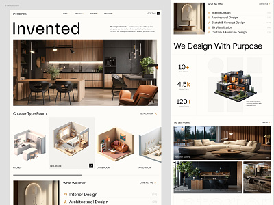 INNERFORM – Interior Design Studio Website 3d visualization design design studio design system editorial layout interior design minimalist design modern interface room selector spatial design ui ui ux uxui visual storytelling web design webdesign website