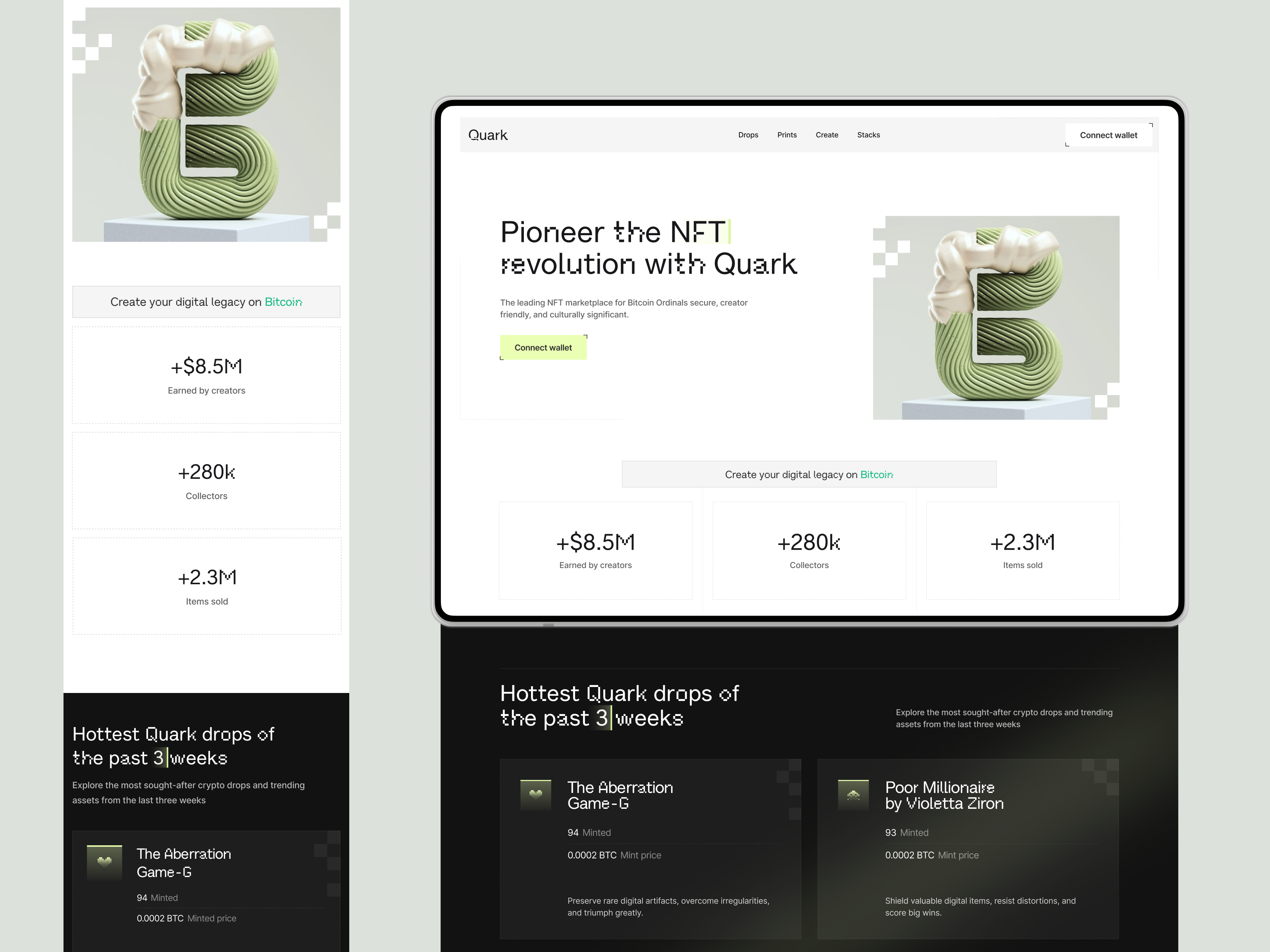 Quark – NFT Marketplace Landing Page Design by Orix Creative on Dribbble