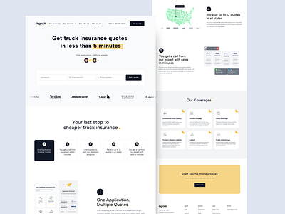 Logrock - Landing Page animation branding button cards cta footer form graphic design header illustration insurance landing page ui website