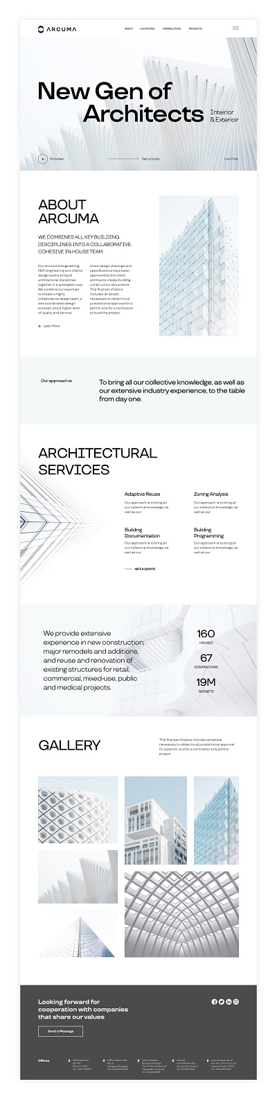 Website concept for Arcuma Architect Agency archetecture architect architecture clean modern squarespace ui website white