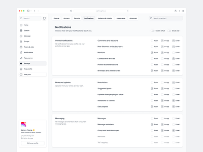 Notification Preferences app design notification preference setting setup ui ui design