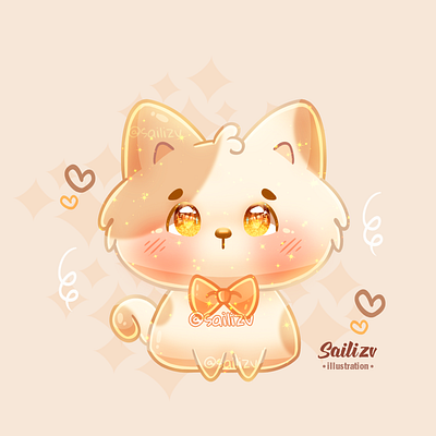 Cat Art Kawaii by sailizv.v adorable adorable lovely artwork concept creative cute art design digitalart illustration