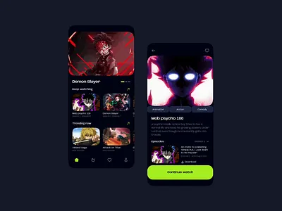 Anime App Design anime app design figma mobile mobiledesign ui ux uxui