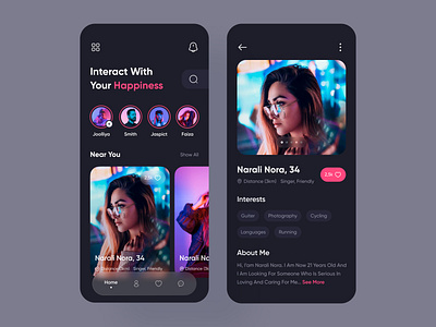 Dating App app app design appshark concept dating dating app design interface match matching mobile mobile app onlinedating sosial app tinder ui