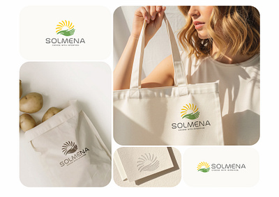 Solmena - export company eco-products arm eco eco products foliage green logo logotype rays sheet sun