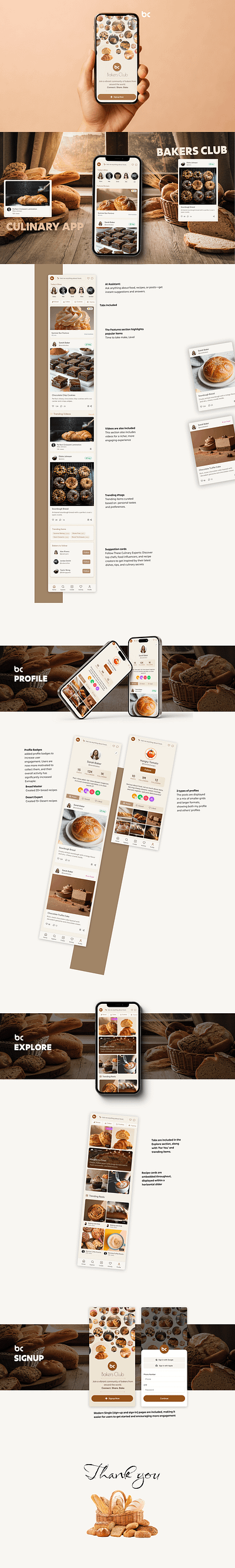 Culinary App UI | Community App Design for Baking Lovers appdesign bakersclub cleanui communityapp creativeappdesign culinarydesign darkui designinspiration foodappdesign foodieui minimaldesign mobileapp moderndesign recipeappui socialappui ui uichallenge uiuxdesign userinterface uxdesign