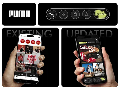 Puma App Redesign app application figma mobile app puma puma app redesign ui ui design uiux user experience user interface ux ux design