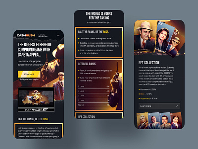 NFT Retro Landing Ui Mobile branding crypto gold gun landing landingpage mobile nft retro ui web3