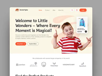 Kids & Baby e‑Commerce Landing Page baby online shop baby store children shop e commerce landing page ecommerce design kids ecommerce landing page product services toy store ui ux design web design webdesign website design website landing page design