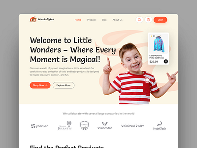 Kids & Baby e‑Commerce Landing Page baby online shop baby store children shop e commerce landing page ecommerce design kids ecommerce landing page product services toy store ui ux design web design webdesign website design website landing page design