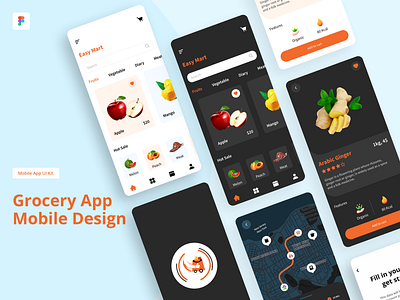 Easy Mart – Grocery App UI Kit app download figma file free free app free figma ui ux