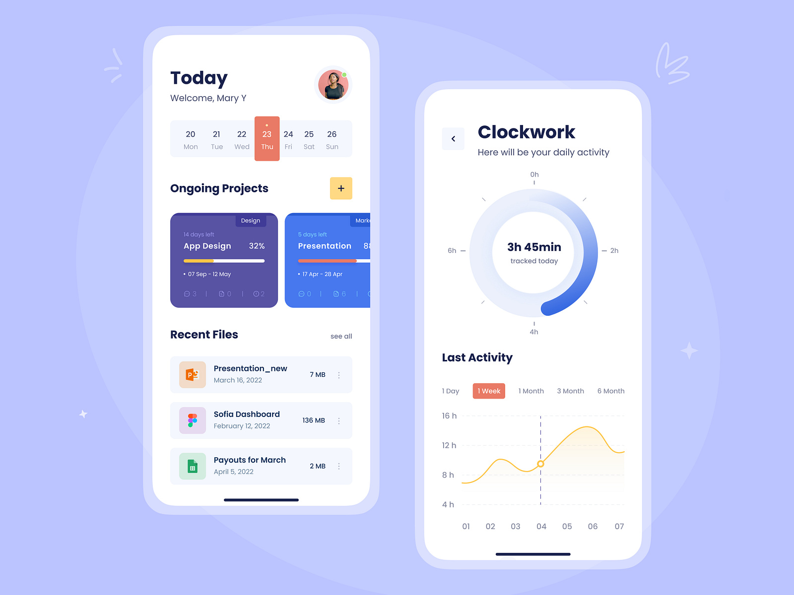 ⏰ Work tracking app by Tatyana on Dribbble