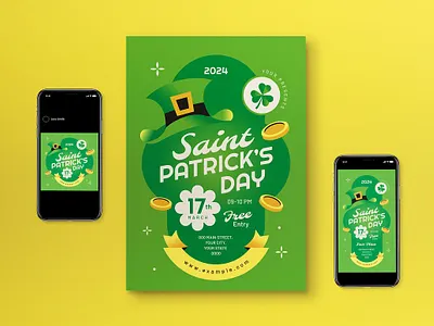 Gradient St Patrick Day Flyer Set celebration event gradient saint patricks sales st patrick st patricks