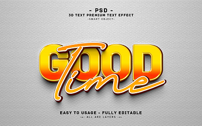 Good time'' Editable PSD Text Effect Style 3d editable effect good good time headline psd style text effect time yellow