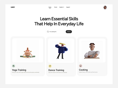 LINDY - Learning Platform 3d animation cook illustration learning motion graphics school skill ui university user experience user interface ux