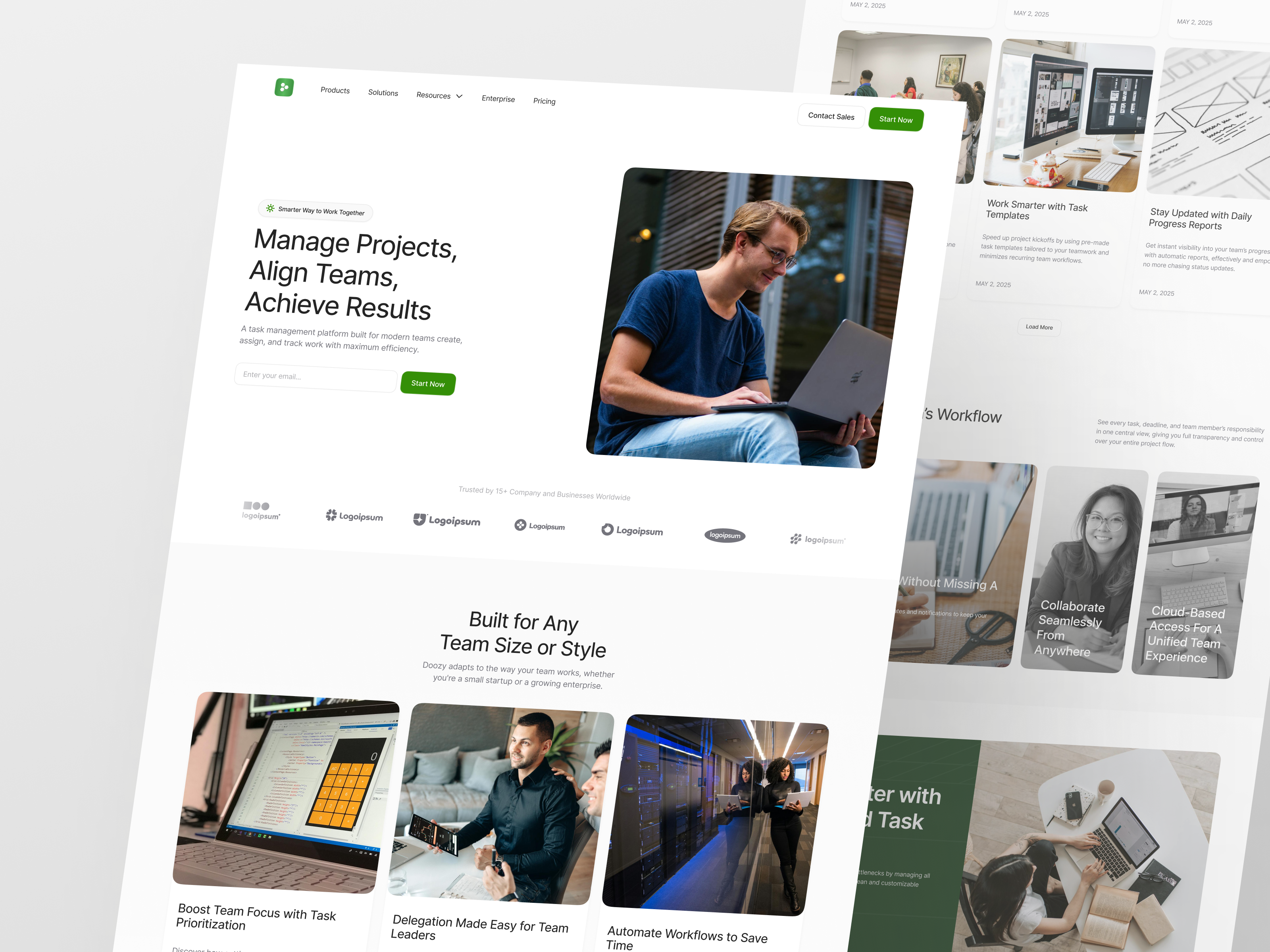 Doozy - Task Management Landing Page [Blog Page] about page artickel page blog landing page blog page clean design dashboard landing page product design project management resources saas task management task management landing page ui website design website task management