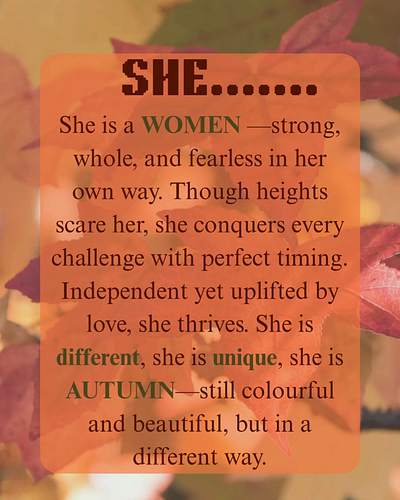 Women autumn autumn theme girl poetry graphic design graphic designing instagram motion graphics poetry post instagram story poster quote she video women