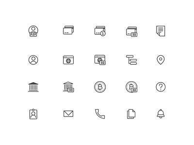 Set of icons for banking application bank clean design icon set icons transfer