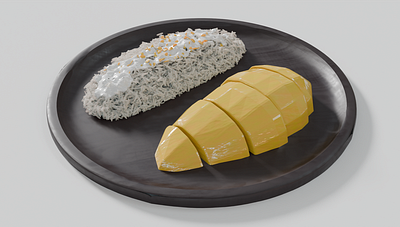 Mango Sticky Rice (Blender) 3d blender food graphic design thai food