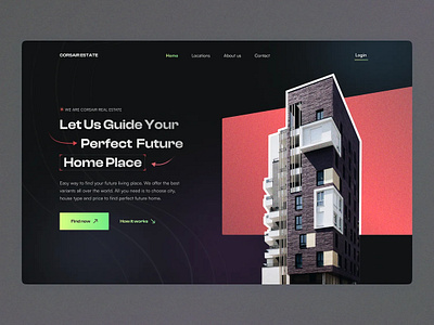 Real estate website concept graphic design ui