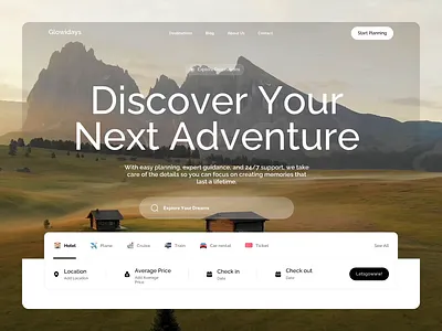 Glowiday - Holiday Landingpage branding clean design graphic design holiday illustration image interactive landingpage list menu motion tour tourism travel video website