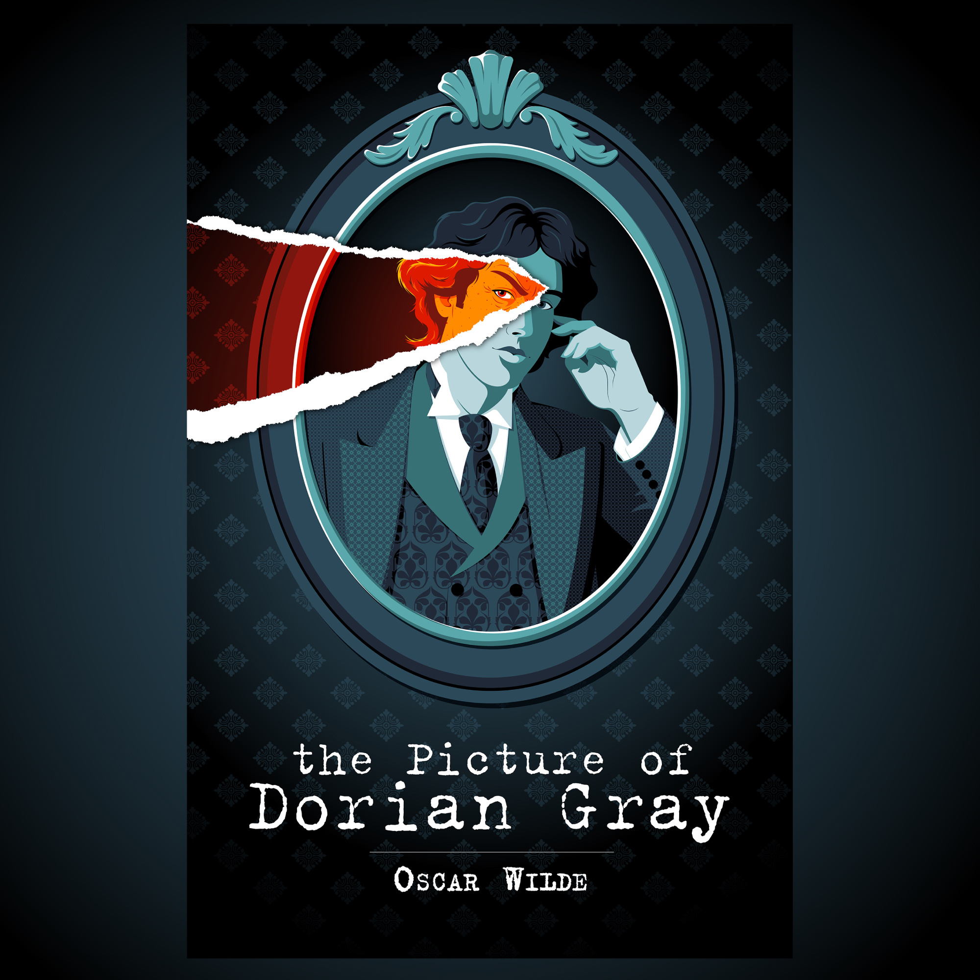 The Picture of Dorian Gray - Mockup Book Cover adobe illustrator artist blue book cover classic contrast cover daily art digital art dorian gray flat design illustration litterature open to commissions orange oscar wilde portrait vector vector illustration